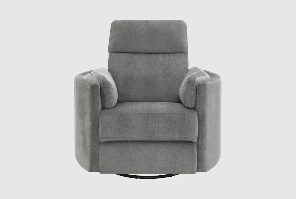 Sagen Charcoal Chenille Glider Recliner With Swivel