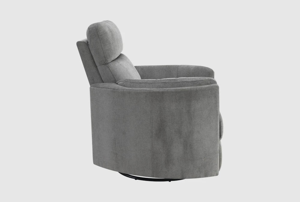 Sagen Charcoal Chenille Glider Recliner With Swivel