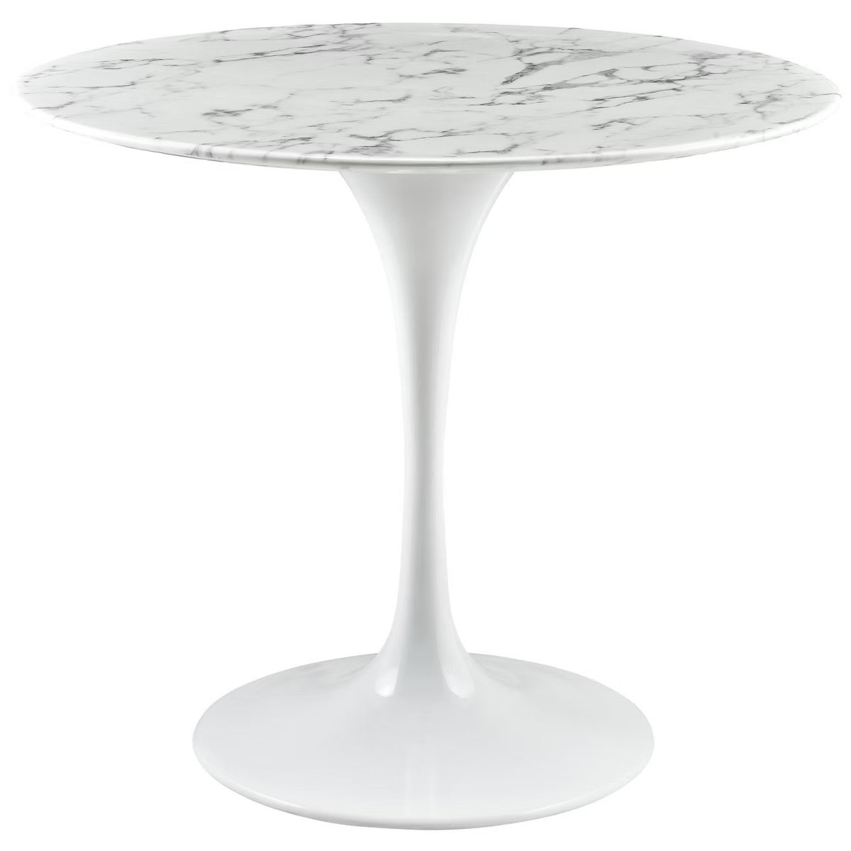 36" Tulip Dining Table with Faux Marble Top and White Base