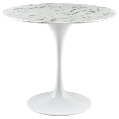 36" Tulip Dining Table with Faux Marble Top and White Base