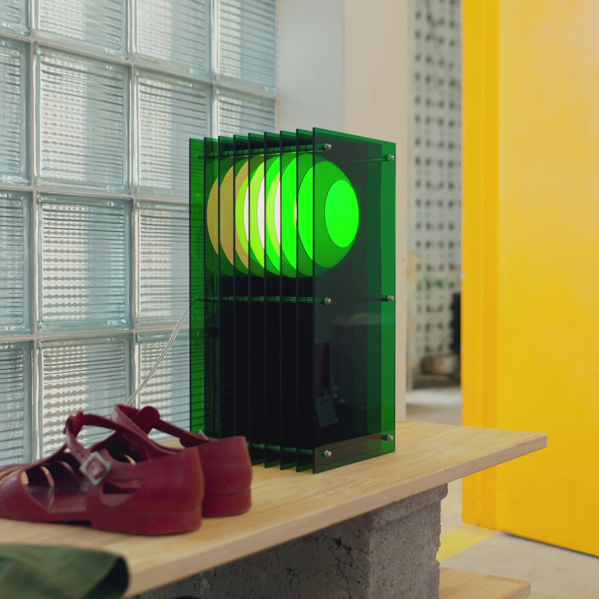Lớp Small Rectangle Green Acrylic Lamp
