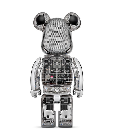 Bearbrick AUDIO Chrome Silver Portable Bluetooth Speaker 400%