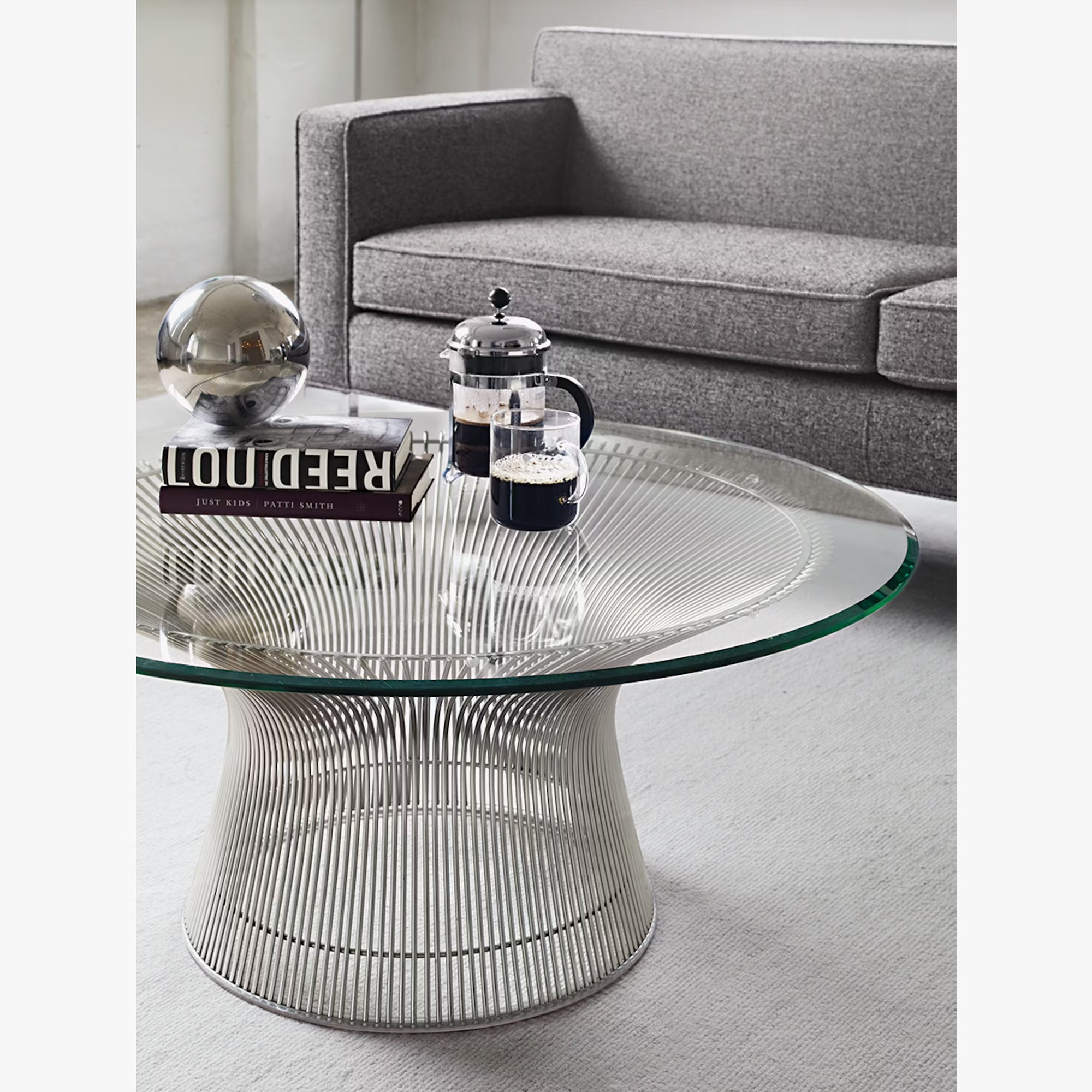 DWR Warren Platner Polished Nickel XL (42") Coffee Table, 15"Hx42"Dx42"W