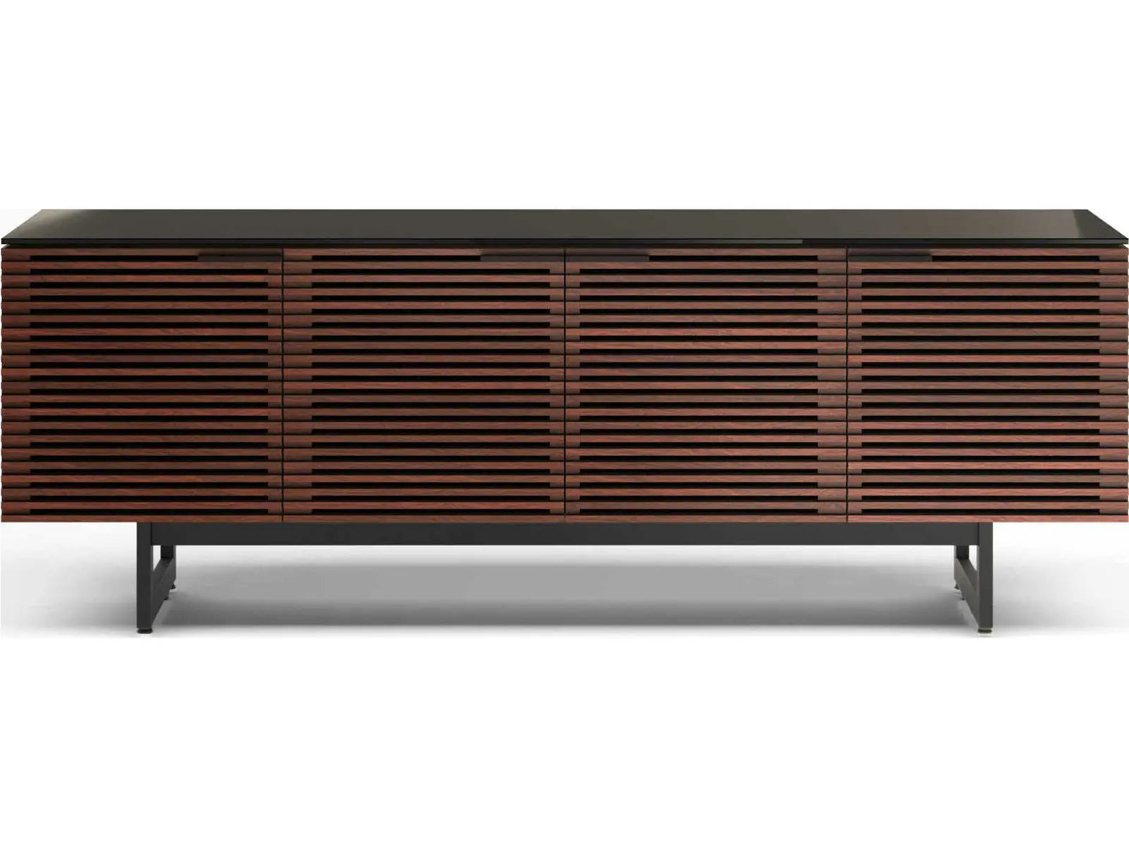 BDI Corridor 8179 Media Console with Louvered Doors Chocolate Stained Walnut