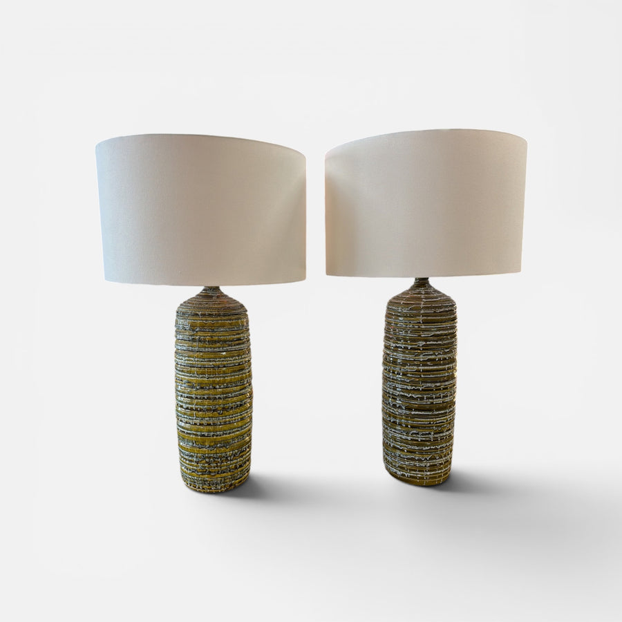 Drip Lava Glaze  Ceramic Pair of Lamps (Set of 2)