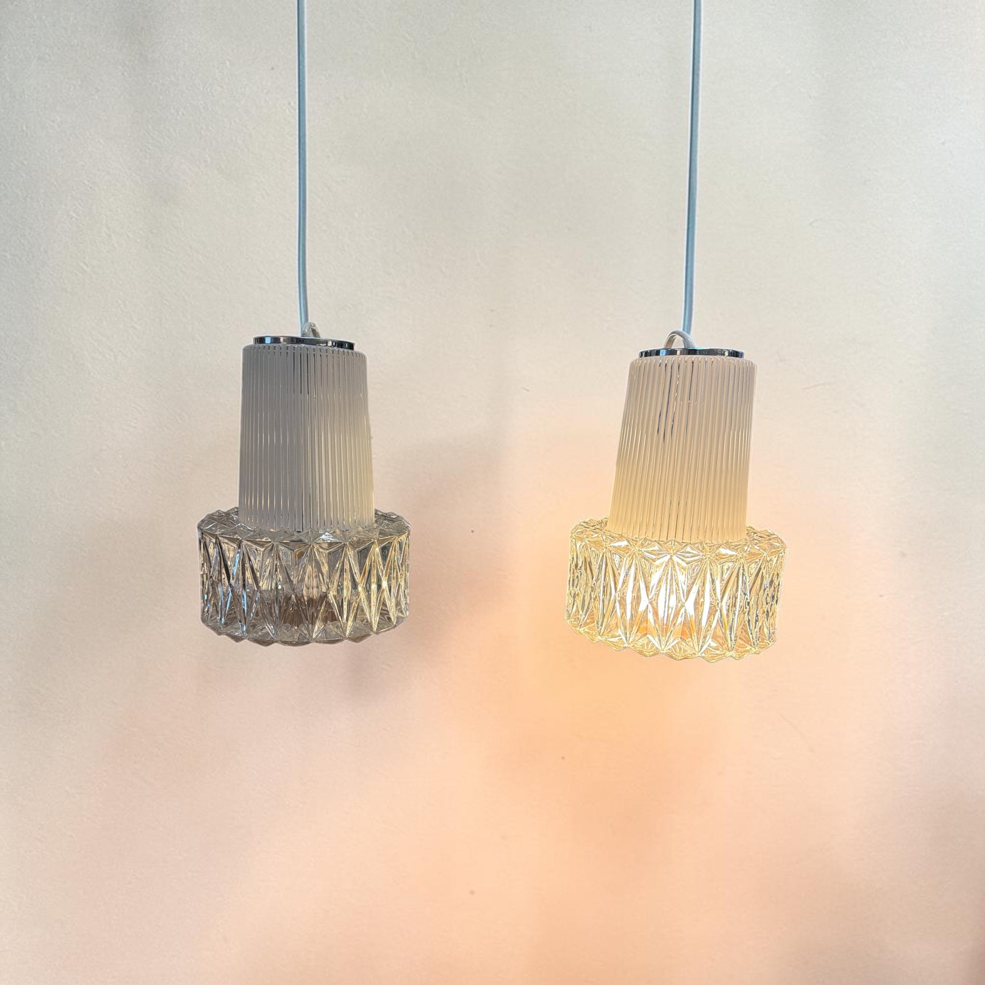 Mid Century Pair of Pendant Lights by Helena Tynell for Glashuette Linburg (Set of 2)