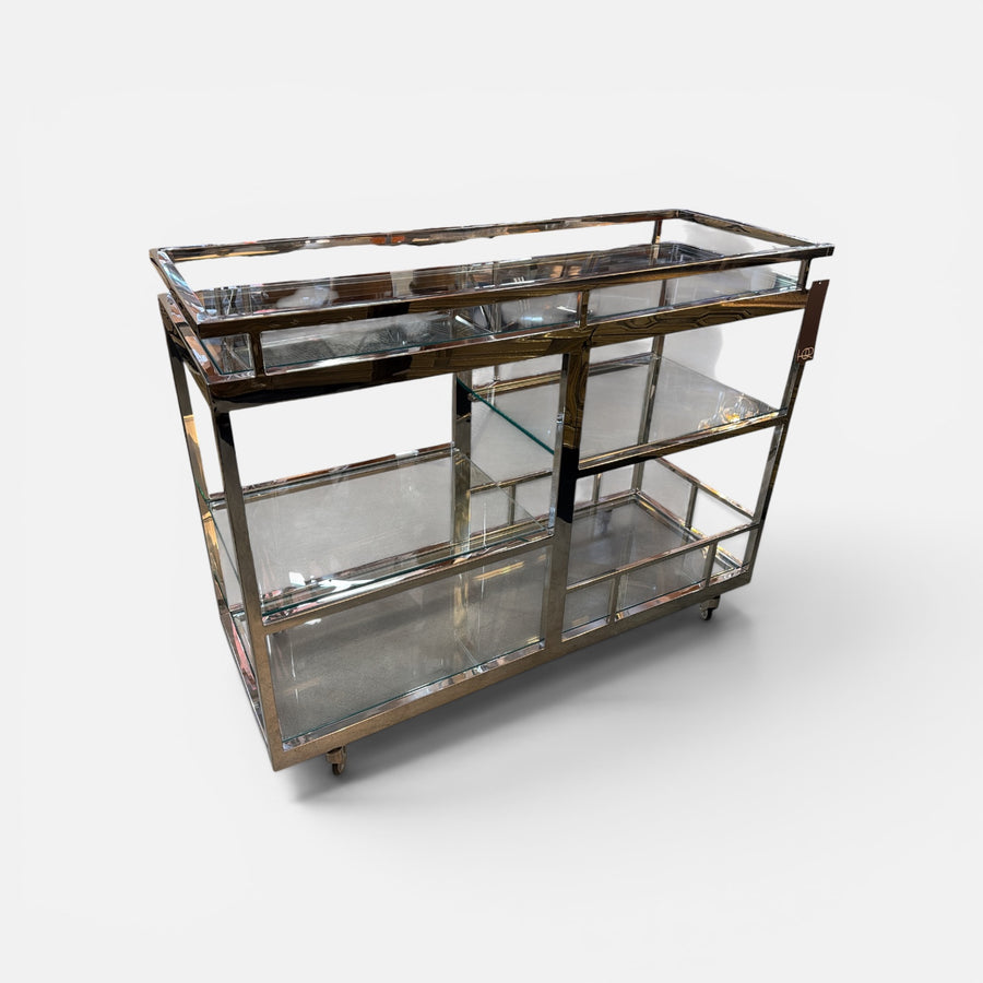 Polished Chrome Monumental Bar Cart