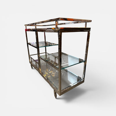Polished Chrome Monumental Bar Cart