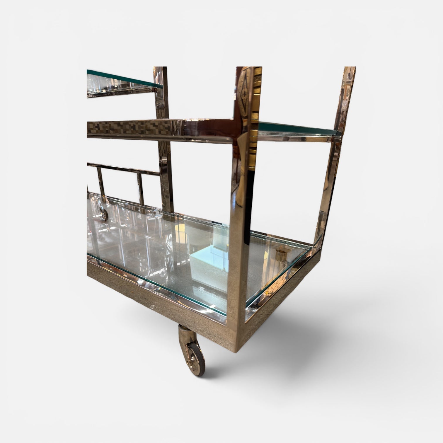 Polished Chrome Monumental Bar Cart