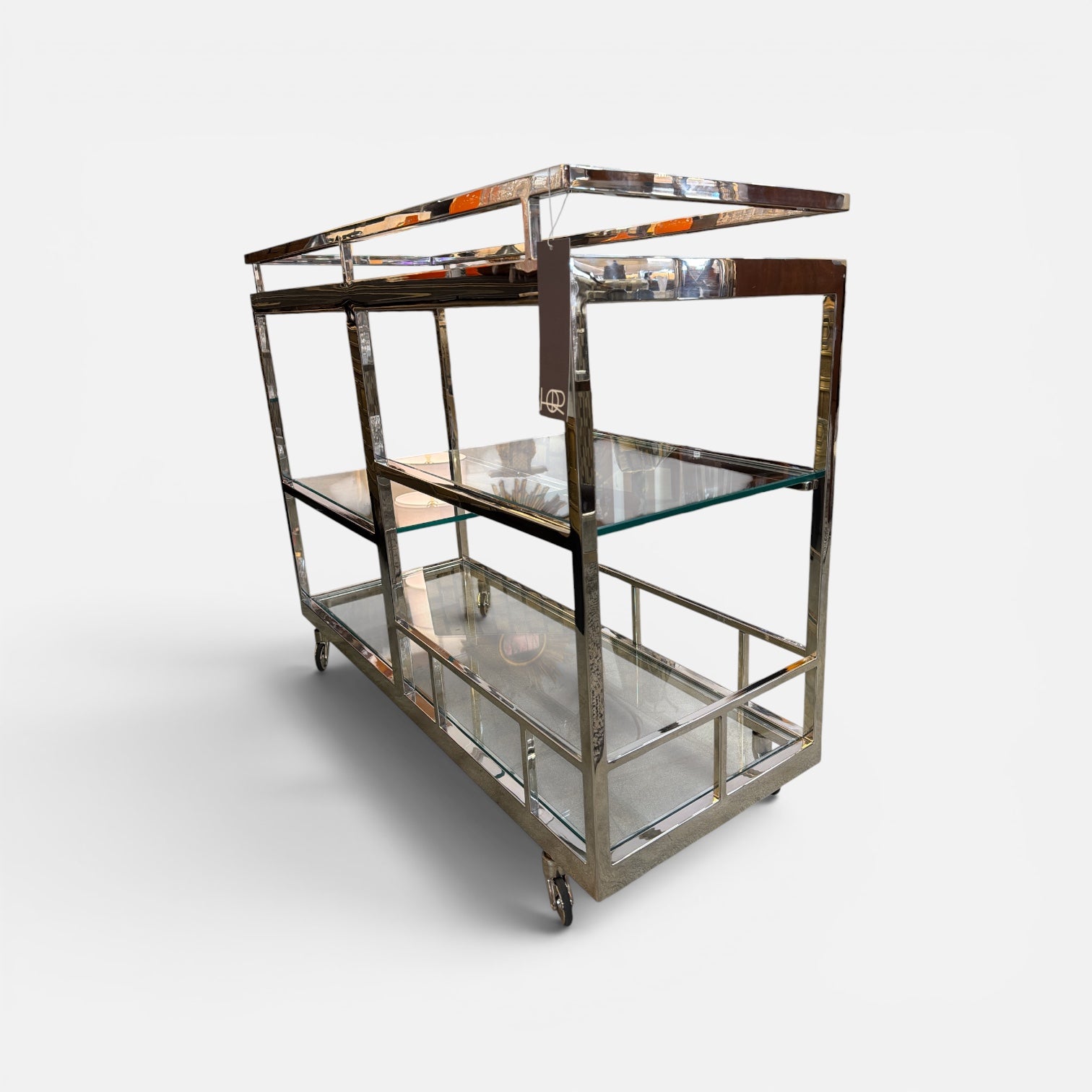 Polished Chrome Monumental Bar Cart