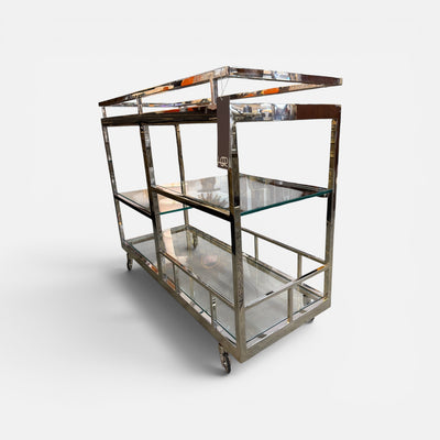 Polished Chrome Monumental Bar Cart