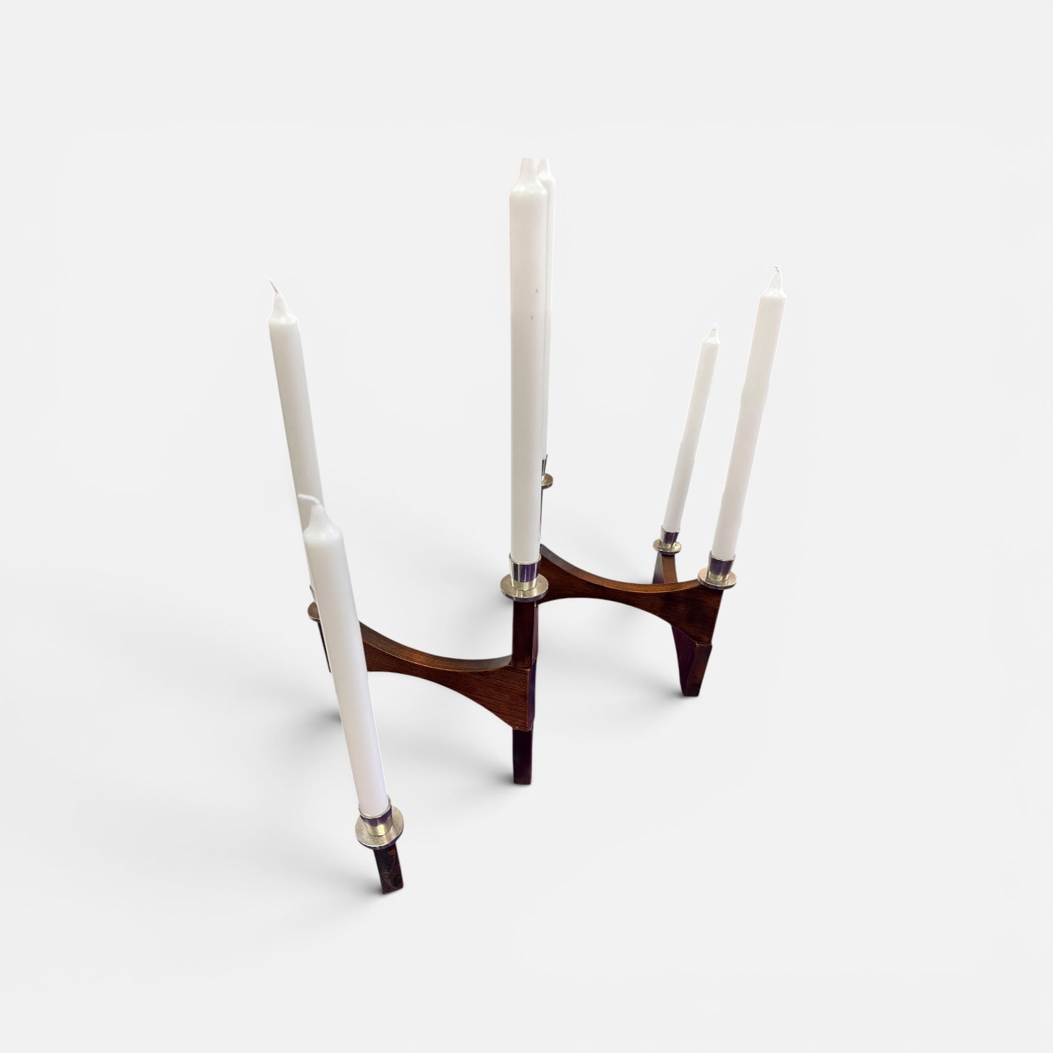 Danish Walnut Mid Century Collapsible Candle Holder