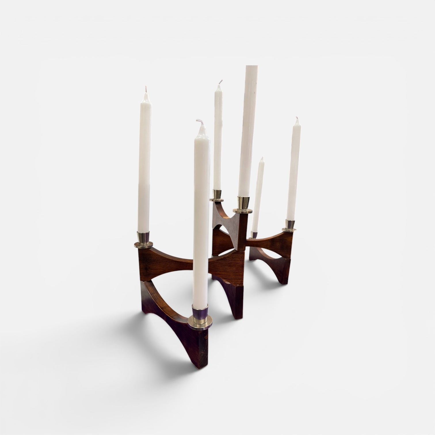 Danish Walnut Mid Century Collapsible Candle Holder