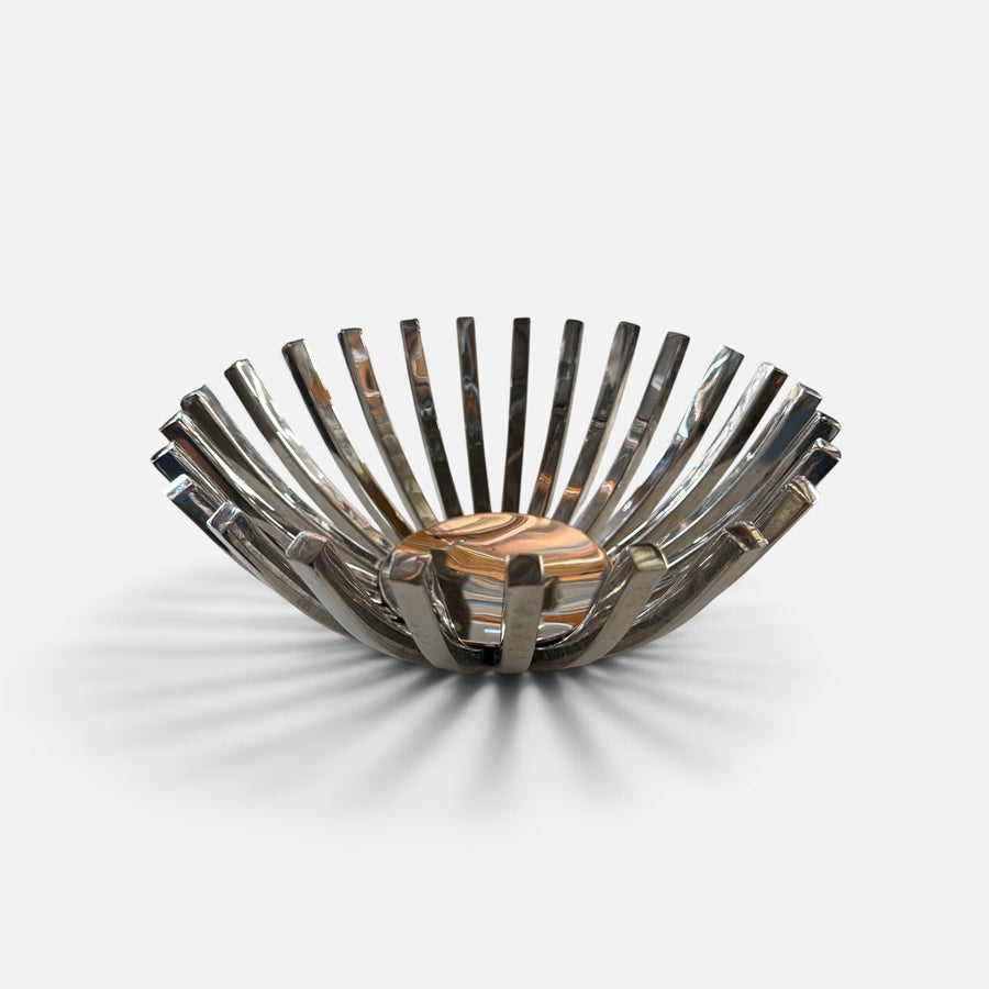 Mid Century Polished Steel Fruit Bowl Centerpiece