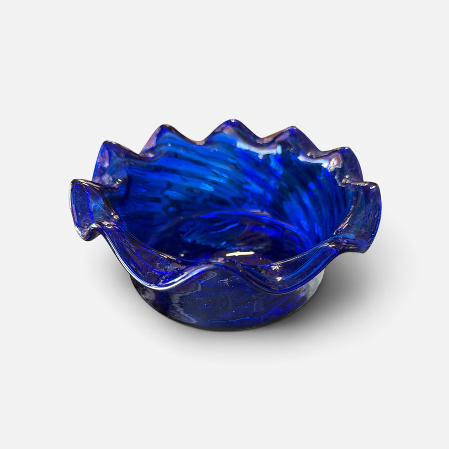 Blenko Mid Century Cobalt Ribbon Edge Bowl Catchall