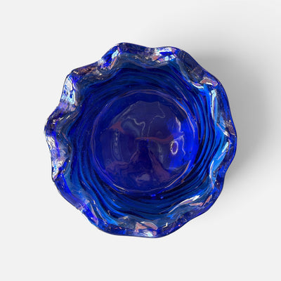 Blenko Mid Century Cobalt Ribbon Edge Bowl Catchall