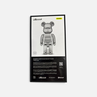 Bearbrick AUDIO Chrome Silver Portable Bluetooth Speaker 400%