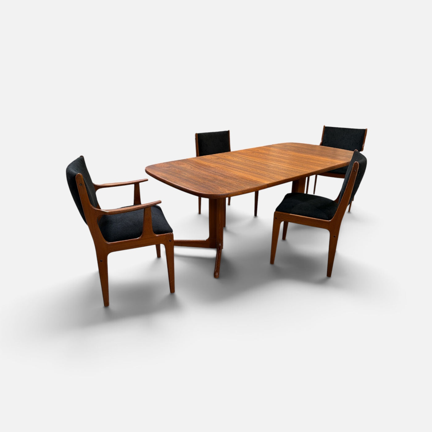 Expanding Teak Dining Table with 4 Chairs (Set of 5)