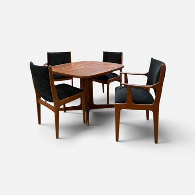 Expanding Teak Dining Table with 4 Chairs (Set of 5)