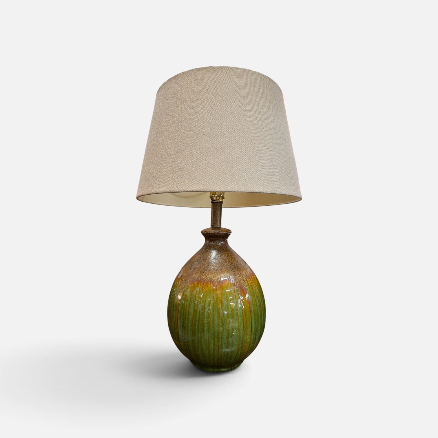 Mid Century Pair of Drip Glaze Ceramic Lamps (Set of 2)