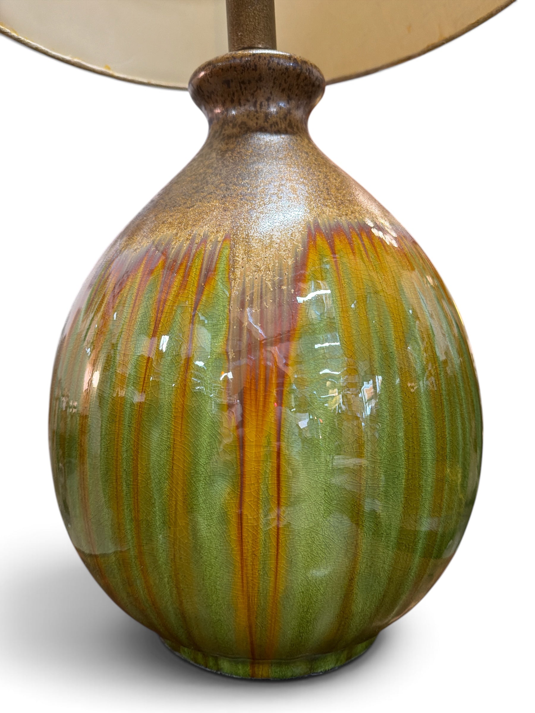 Mid Century Pair of Drip Glaze Ceramic Lamps (Set of 2)