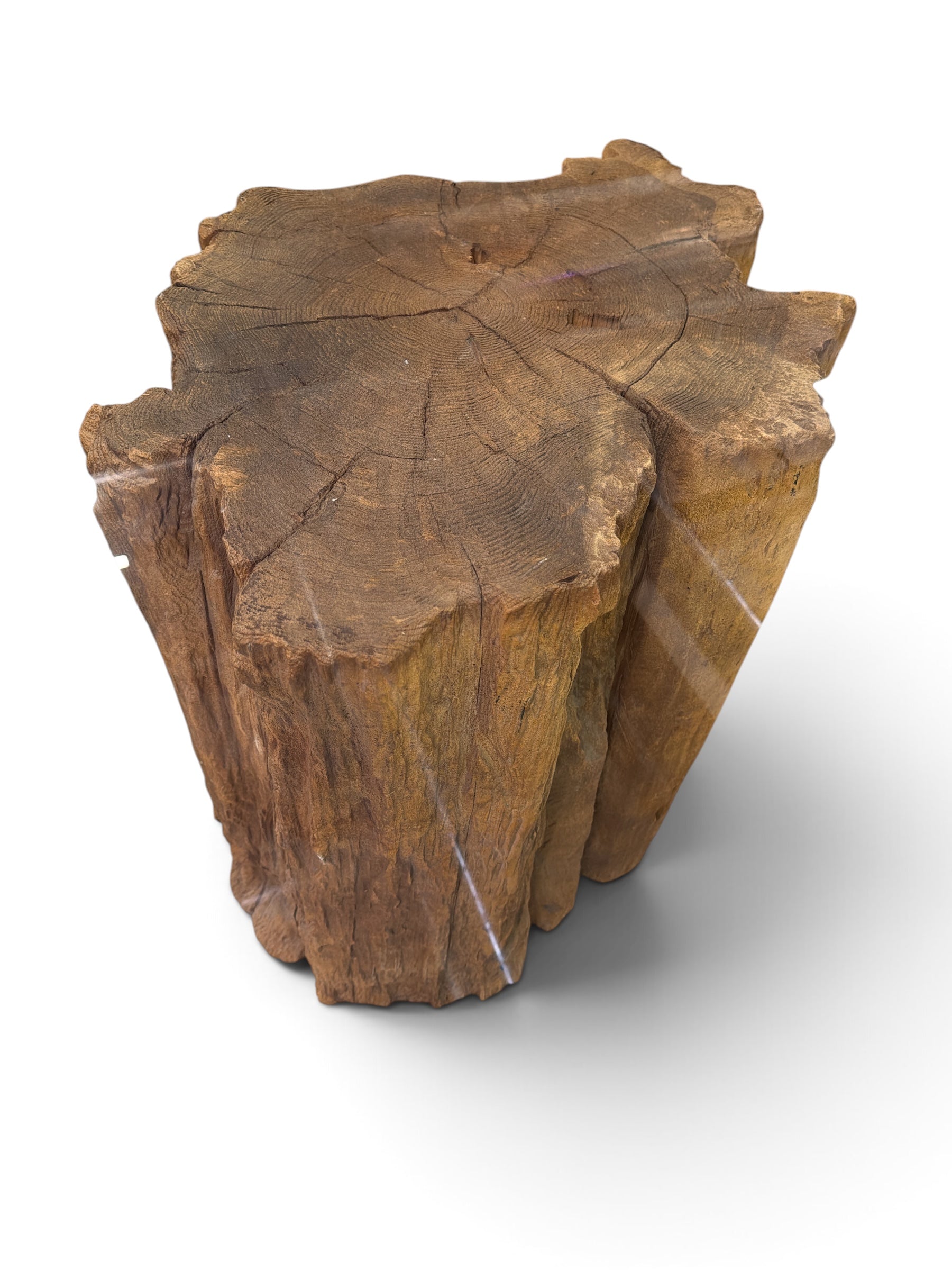 Driftwood Stump Glass Top Dining Table