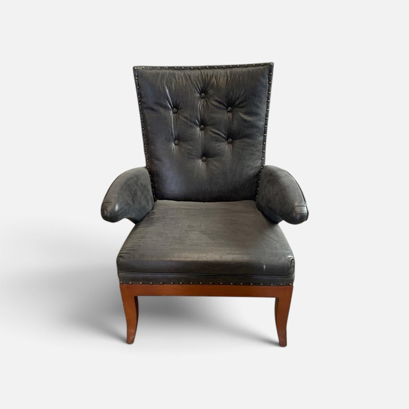 Danish Modern "Spidse Arme" Leather Armchair