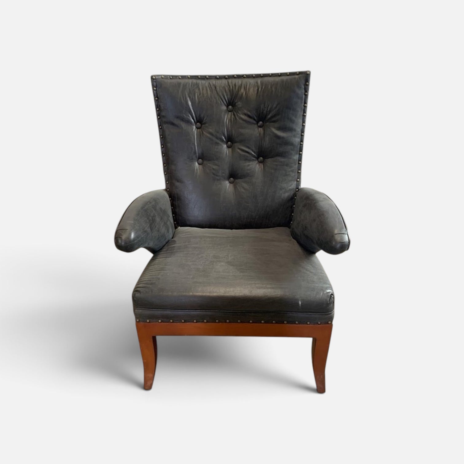 Danish Modern "Spidse Arme" Leather Armchair