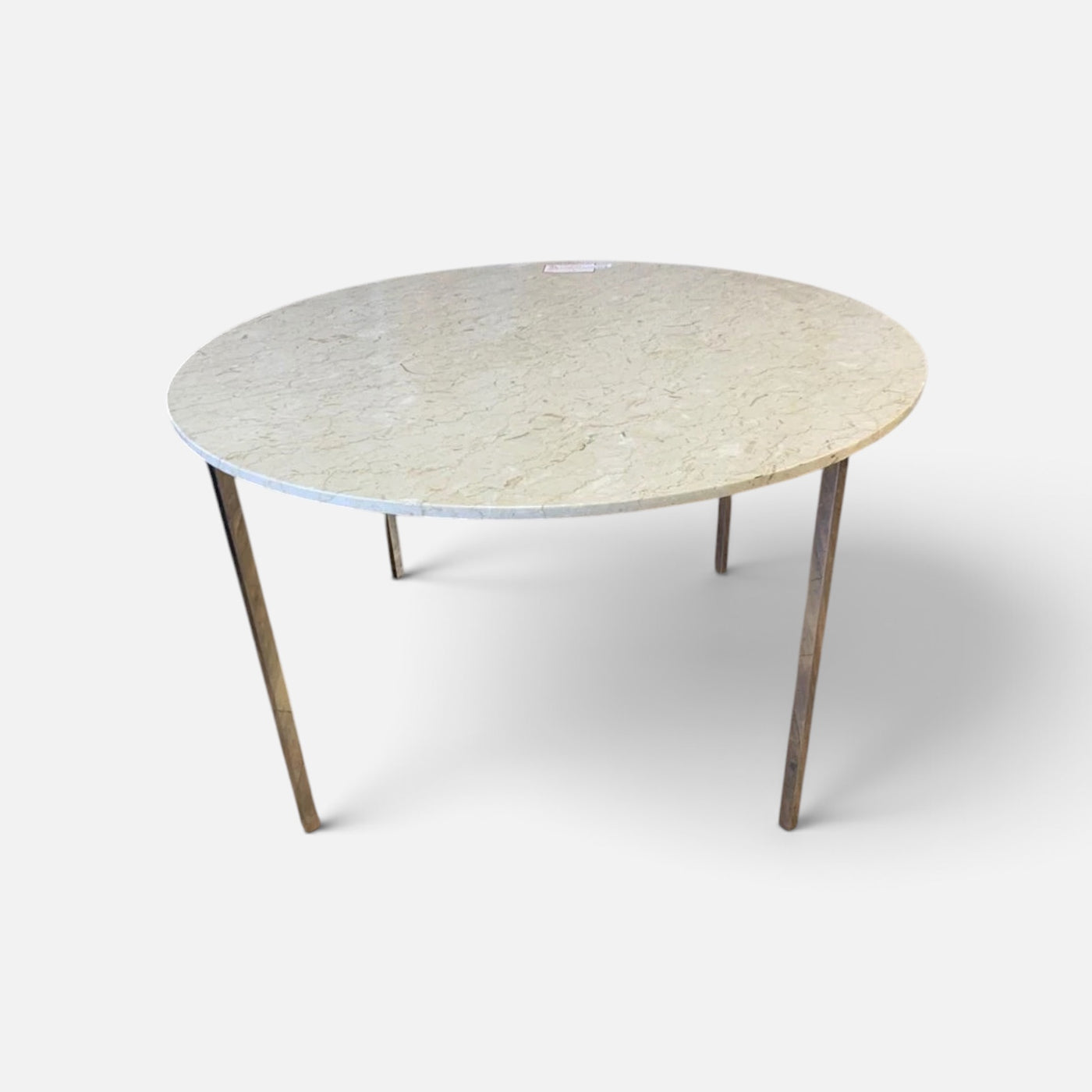 Modern Round Marble Top Chrome Leg Dining Table