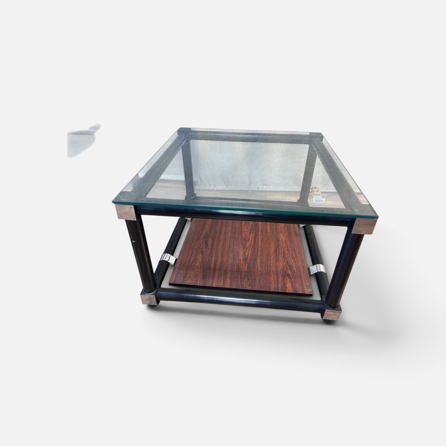 Modern Pair Glass Top End Tables