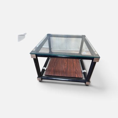 Modern Pair Glass Top End Tables