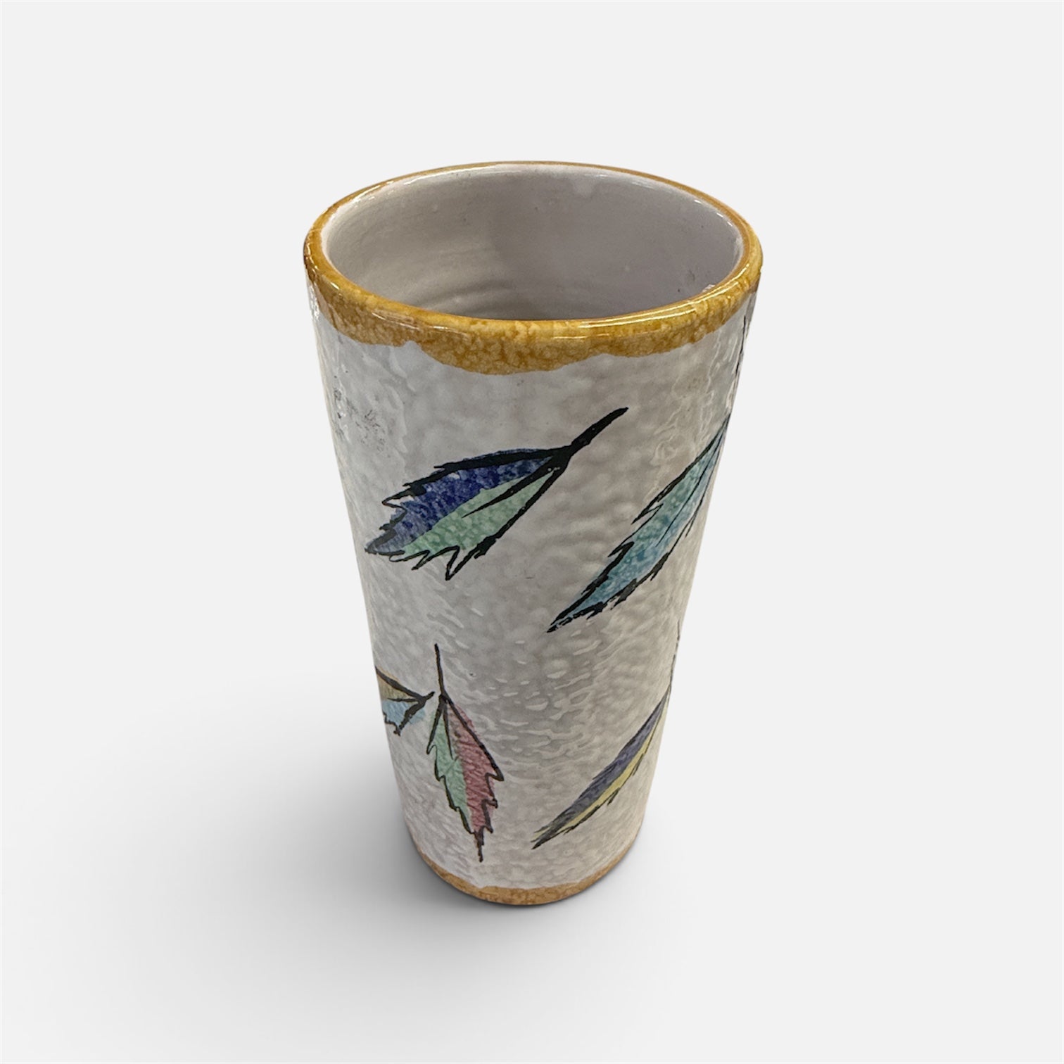 Italian Mid Century Ceramic Vase - Feathers