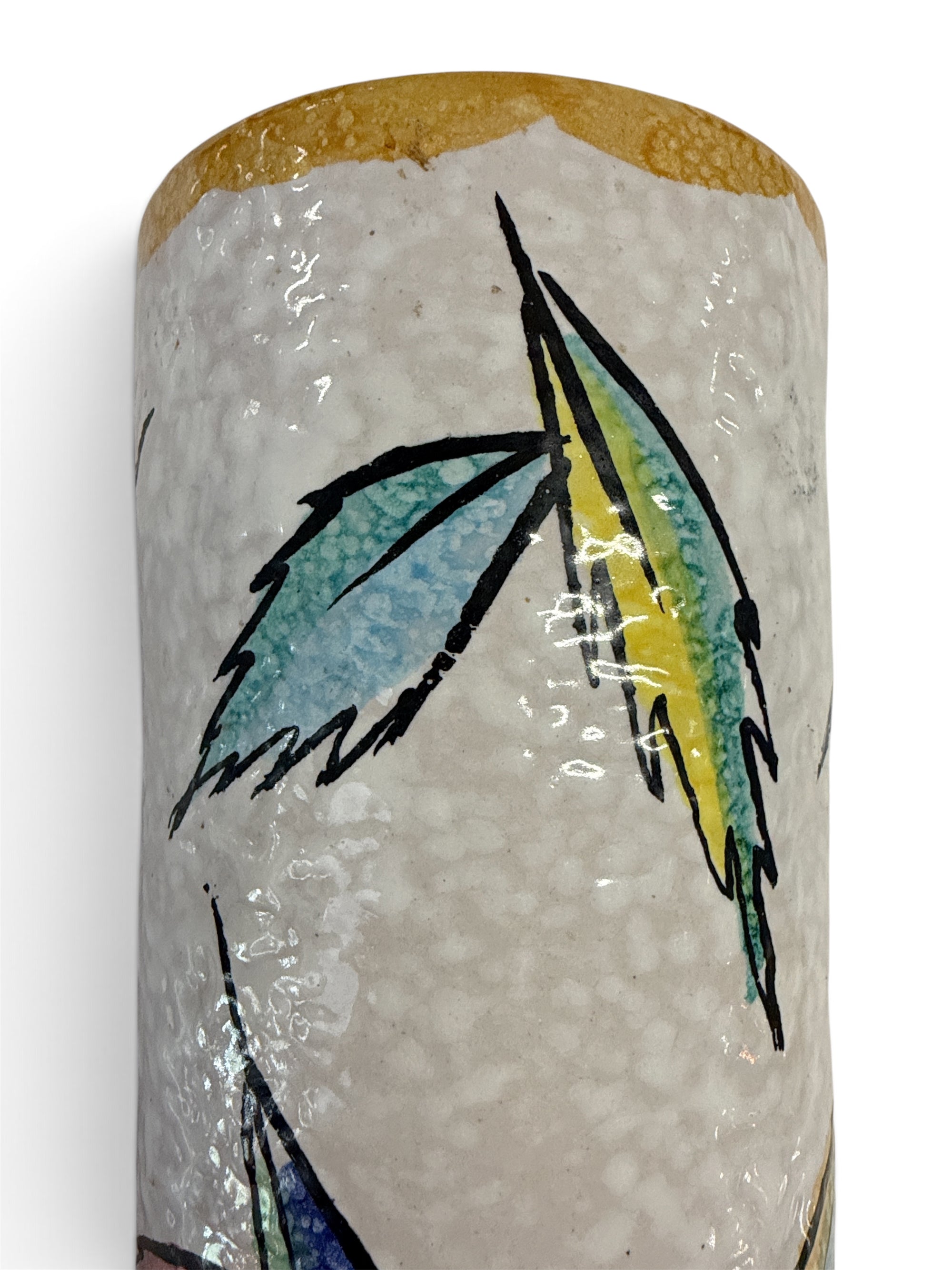 Italian Mid Century Ceramic Vase - Feathers