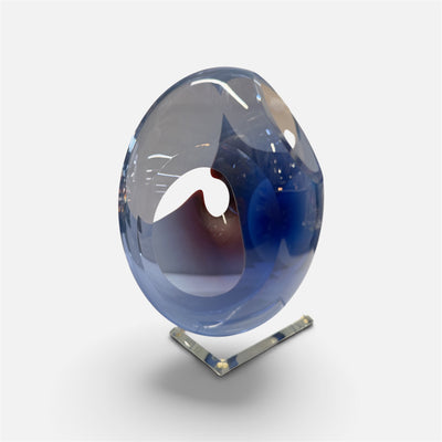 Peter Vanderlaan Art Glass Blue Abstract Sculpture Signed