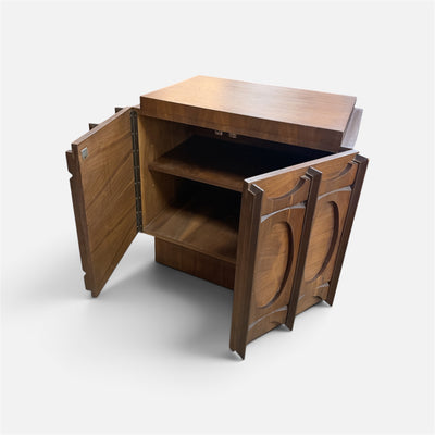 Vintage Tobago Brutalist Walnut Pair of Nightstands (Set of 2)