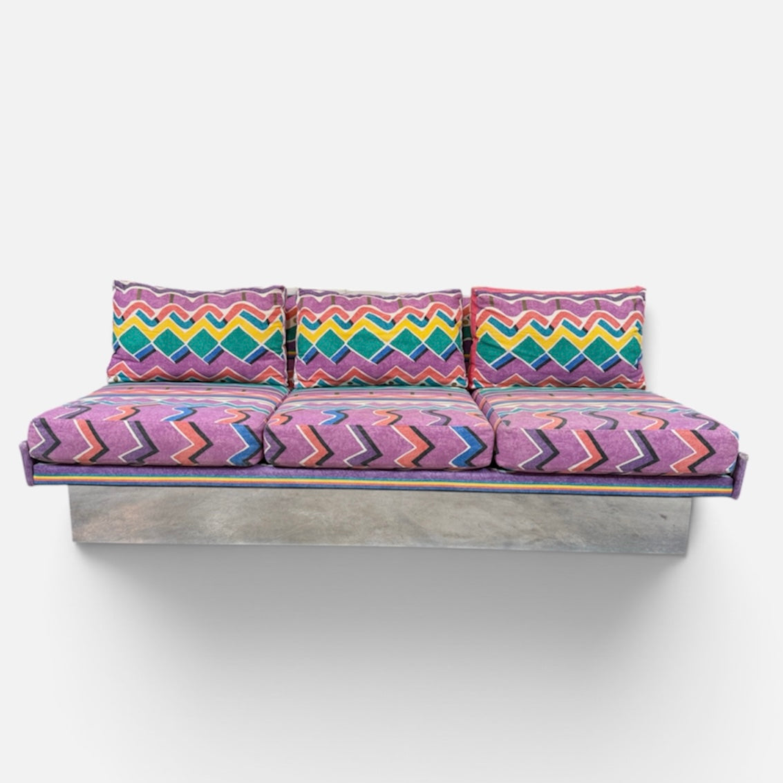 1970's Three-Seat Plinth Base Sofa
