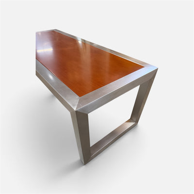 Vaughan Benz Brushed Stainless Steel & Wood Coffee Table