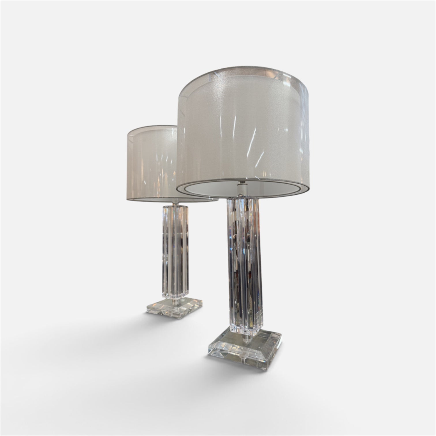 Herb Ritts Post Modern Astrolite Lucite Pair of Table Lamps (Set of 2)