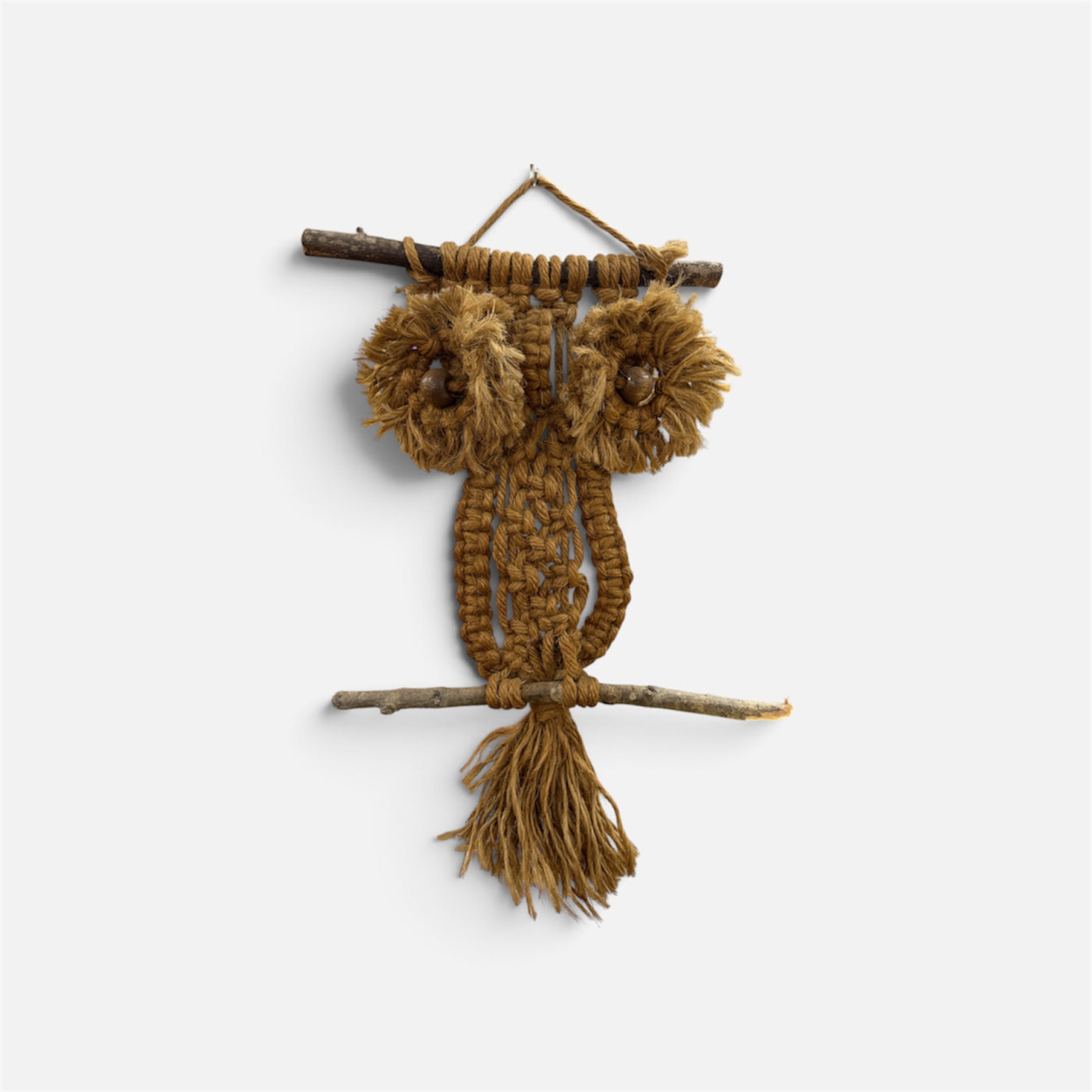 Mid Century Small Macrame Owl