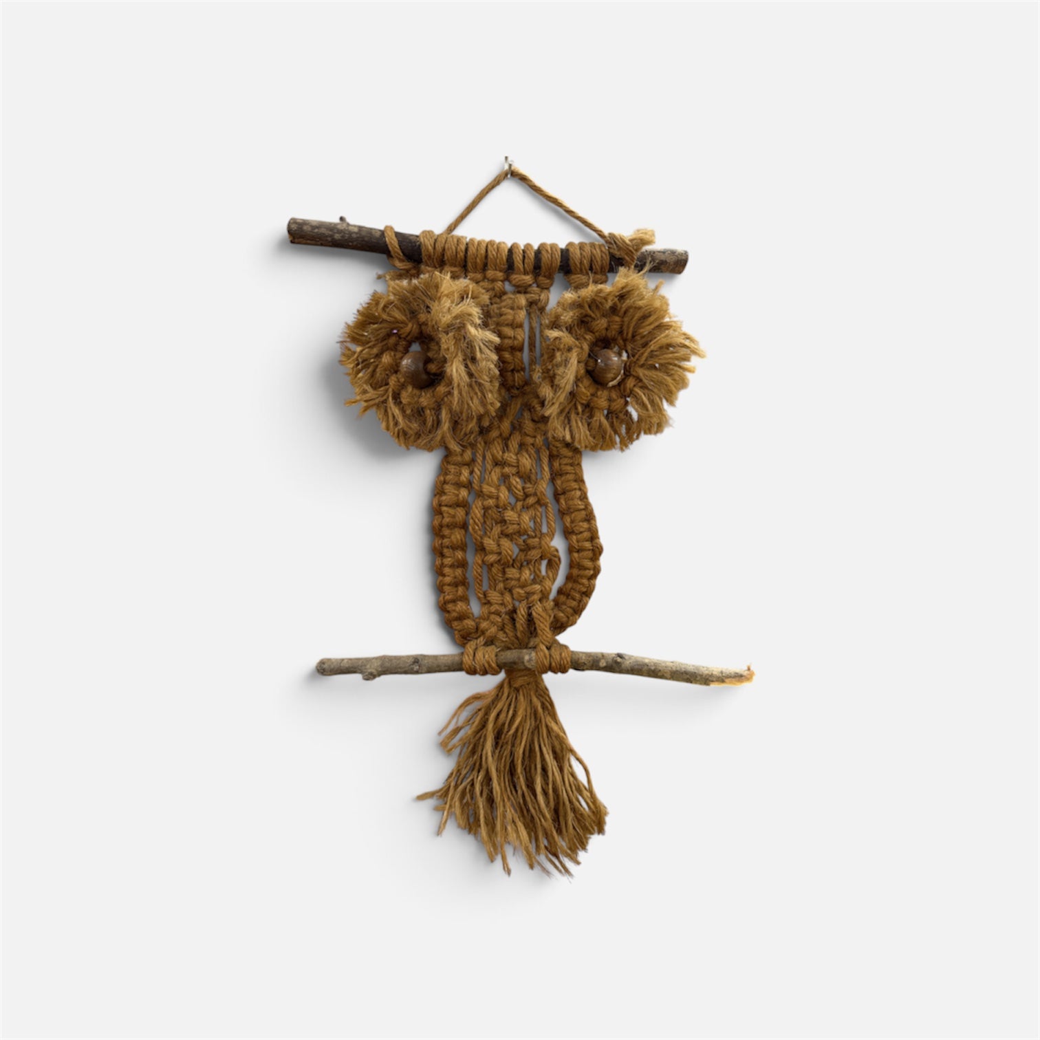Mid Century Small Macrame Owl