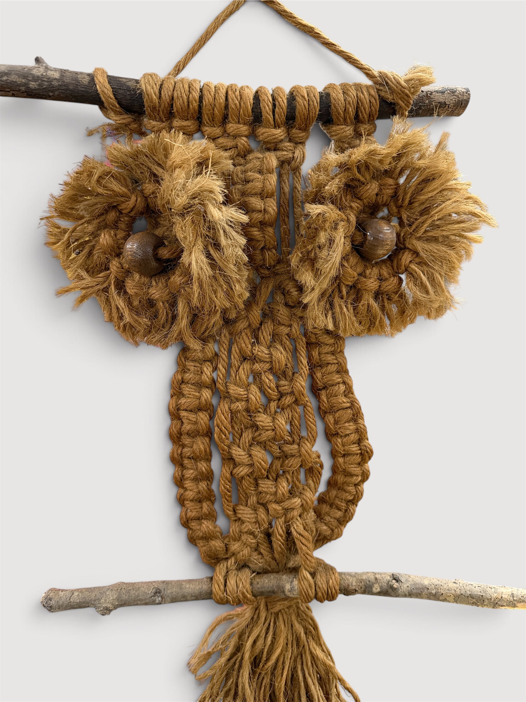 Mid Century Small Macrame Owl
