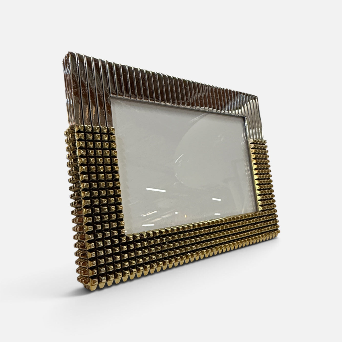 Brutalist Chrome and Brass Photograph Frame