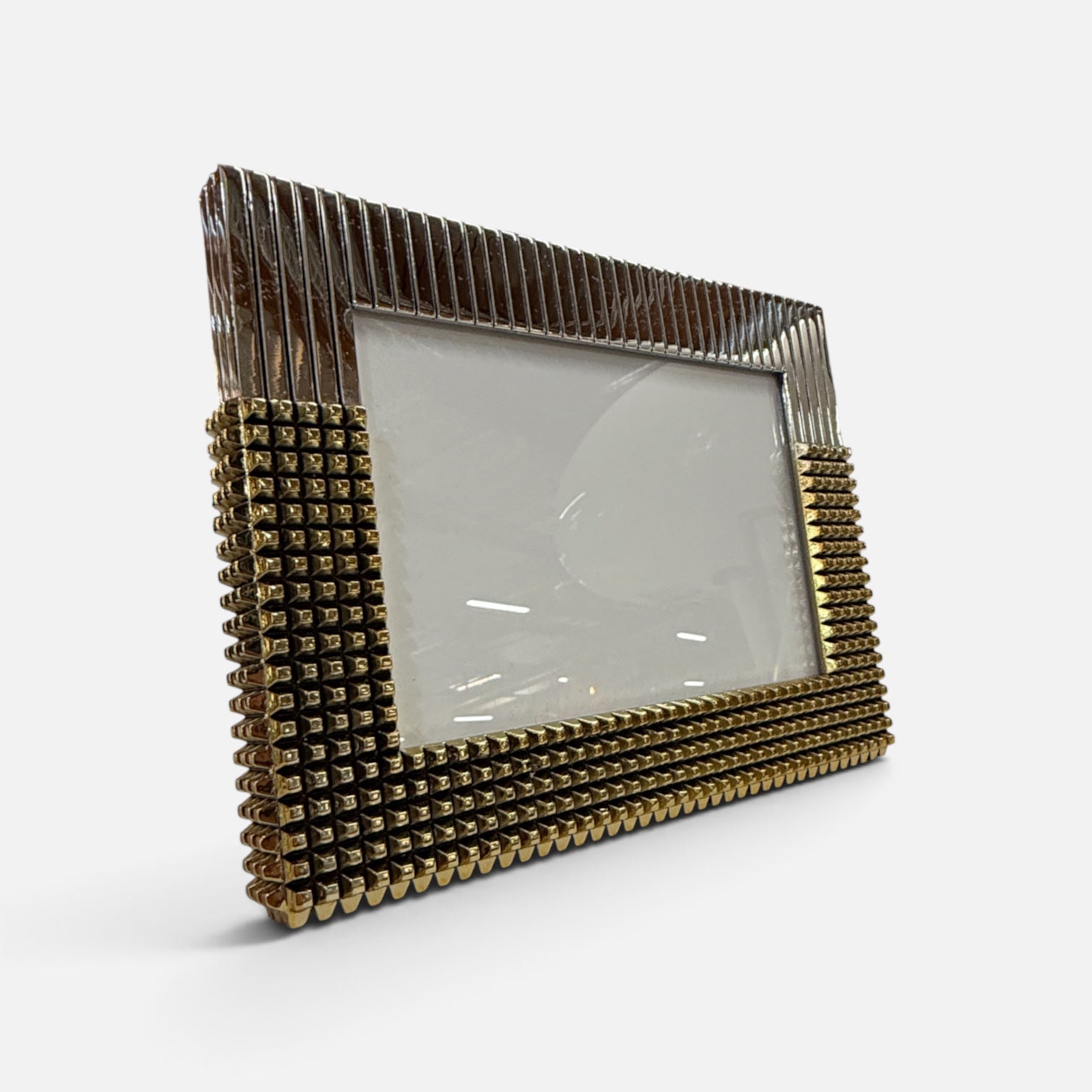 Brutalist Chrome and Brass Photograph Frame