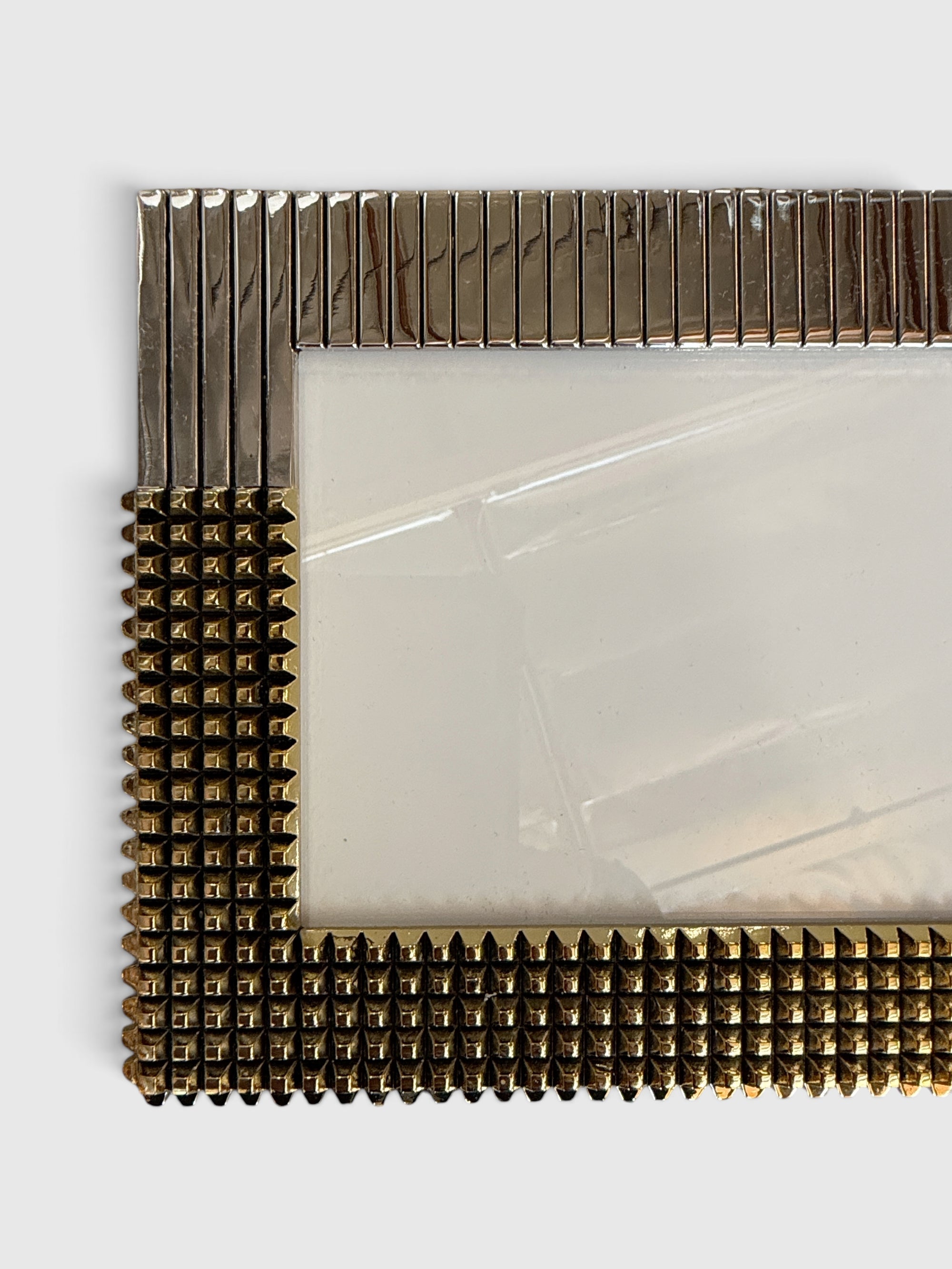 Brutalist Chrome and Brass Photograph Frame