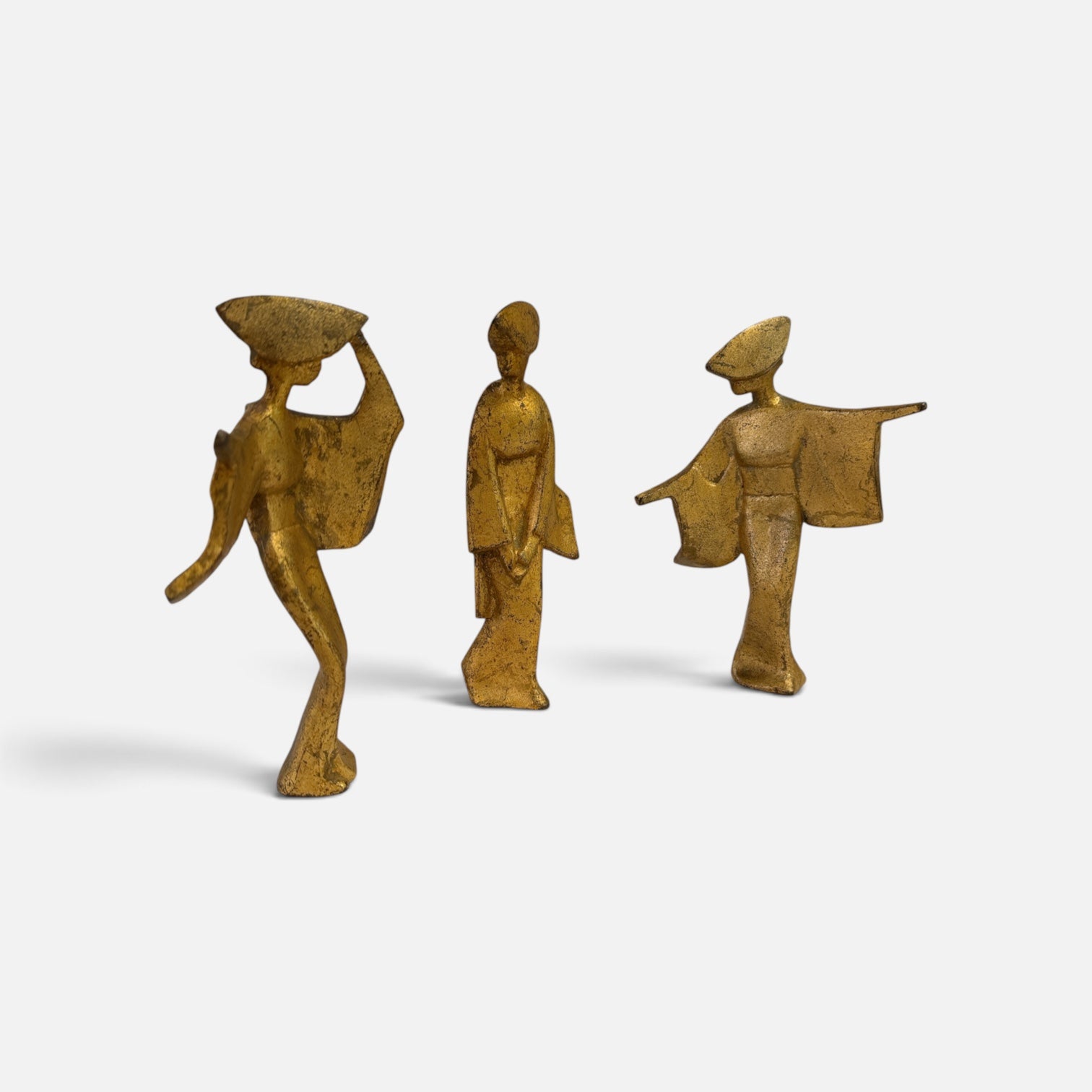 Mid Century Mont Trio of Geishas in Gilt
