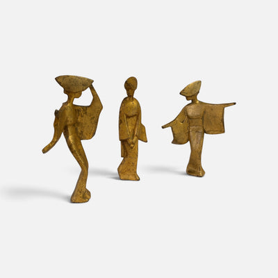 Mid Century Mont Trio of Geishas in Gilt