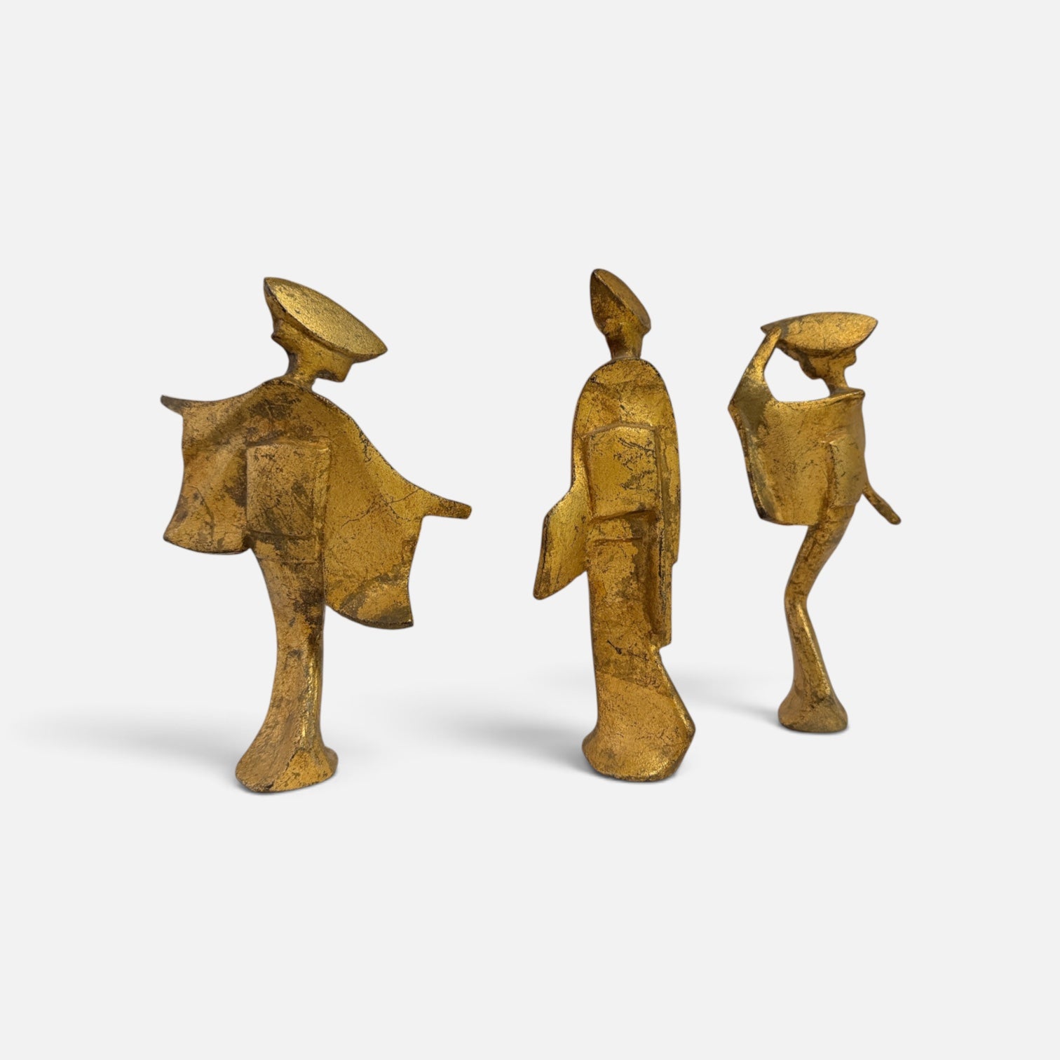 Mid Century Mont Trio of Geishas in Gilt