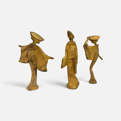 Mid Century Mont Trio of Geishas in Gilt