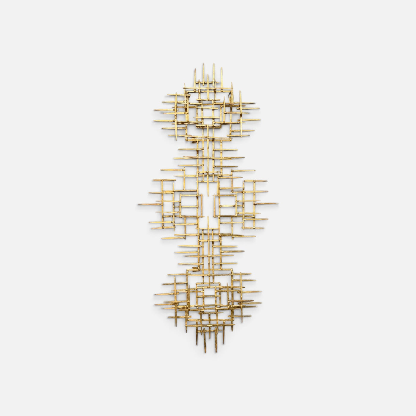 Gilt Gold Mid Century Modern Brutalist Nail Sculpture