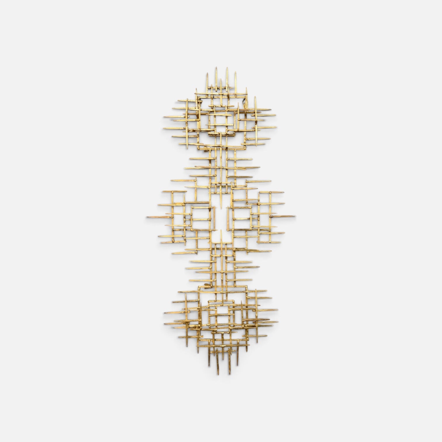 Gilt Gold Mid Century Modern Brutalist Nail Sculpture